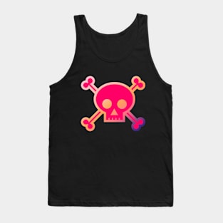 Skull and Crossbones Pirate Flag Hot Pink Gradient Tank Top